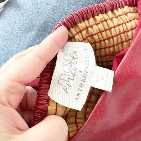 Mare Mare x Anthropologie Greer Faux Leather Mini Dress Cherry Red Size S Small - Picture 3 of 8